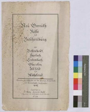 Neugereutrisse und -beschreibung von Bestenheid, Hasloch, Kredenbach, Glasofen, Altfeld und Michelrieth (Inselkarte)