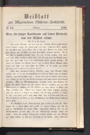 Beiblatt N° 6. Oktober. 1898