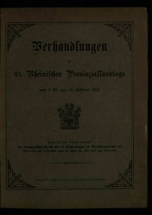Verhandlungen des 42. Rheinischen Provinziallandtags / 42.1901