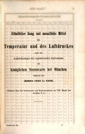 Annalen der Königlichen Sternwarte bei München, 12 = 27 d. Gesamtw. 1860