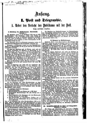 I. Post und Telegraphie