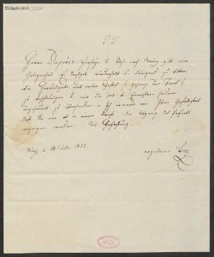Brief an B. Schott's Söhne : 14.02.1833