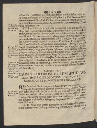 Caput III. Usum Titulorum Horum Apud Wisigothos & Ostrogothos, Nec Non Langobardos Et Burgundiones Declarat