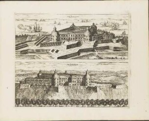 Kupferstich: Arx Borkholm Meridiem Versus / Arx Borkholm Versus Occasum