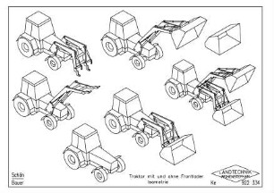 Traktor mit und ohne Frontlader Isometrie