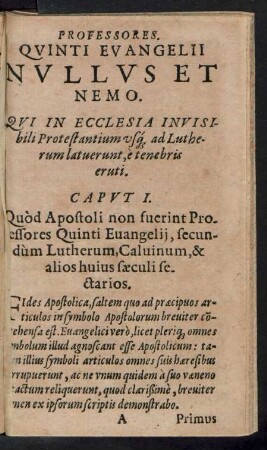 Professores. Quinti Evangelii Nullus Et Nemo.