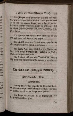 Die sechs und zwanzigste Gattung. Der Kranich.
