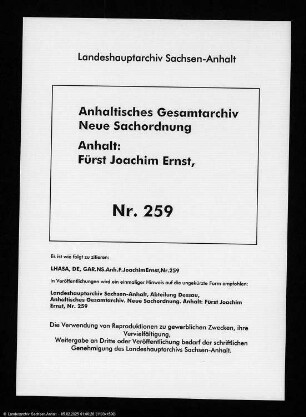 Joachim Ernst an Stammer, Arndt, Heinrich