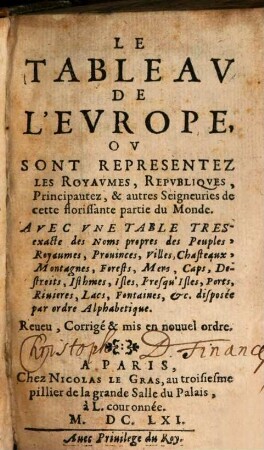 Le tableau de l'Europe