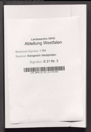 Von den aufgehobenen Klöstern Böddeken, Dalheim, Abdinghof und Hardehausen herrührende Aktivkapitalien