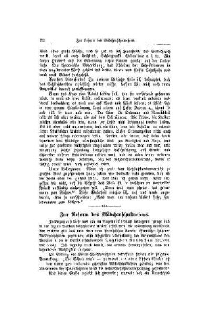 Zur Reform des Mädchenschulwesens