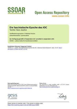 Die faschistische Epoche des IOC