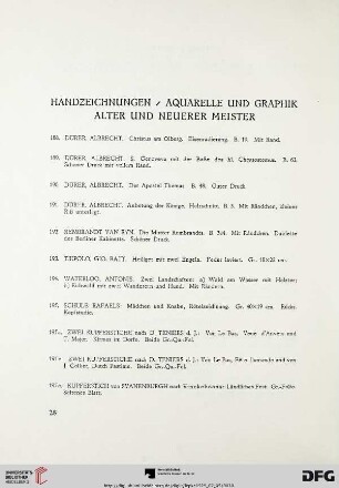 Handzeichnungen/Aquarelle und Graphik, Alter und neuerer Meister (Nr. 188-243)