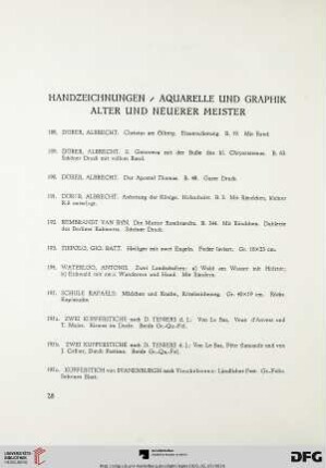 Handzeichnungen/Aquarelle und Graphik, Alter und neuerer Meister (Nr. 188-243)