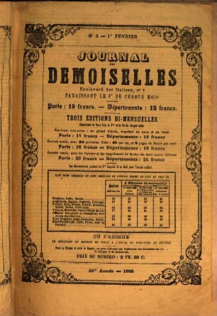 Journal des demoiselles. 34. 1866, Nr. 1 - 5
