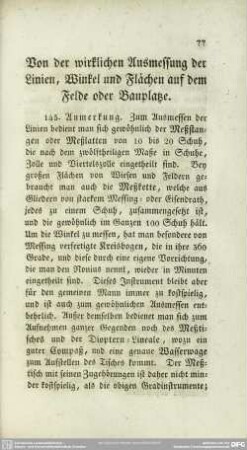Von der wirklichen Ausmessung der Linien, Winkel und Flächen auf dem Felde oder Bauplatze