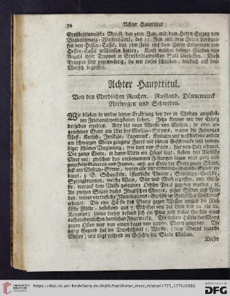 Achter Haupttitul: Von den Nordischen Reichen. Rußland, Dännemarck, Norwegen und Schweden