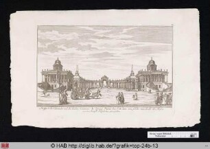 Prospect der Colonnade und der beiden Communs des Königl. Palais bei Potsdam, wie solche innerhalb des Hofes von der Haupt-Facade her, anzusehen.