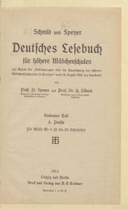 A, [Schülerband]: Poesie : für Klasse III - I (8. bis 10. Schuljahr)