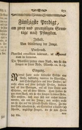 671-678, Inhalt; Vorspruch; Eingang; Einleitung; Erster Theil
