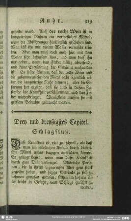 Drey und dreyßigstes Capitel. Schlagfluß