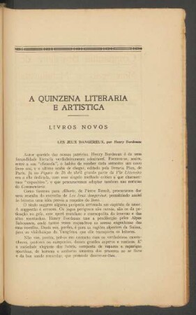 A quinzena literaria e artistica