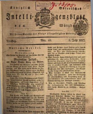Königlich-baierisches Intelligenzblatt für das Großherzogthum Würzburg. 1817, 2