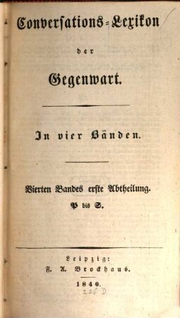 Conversations-Lexikon der Gegenwart : In vier Bänden, 4,1. P bis S