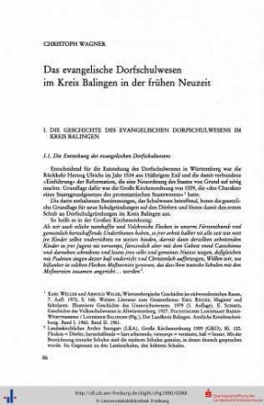 Das evangelische Dorfschulwesen im Kreis Balingen in der frühen Neuzeit.