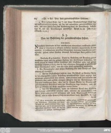 §. 3. Von der Bestellung der gottesdienstlichen Lehrer.
