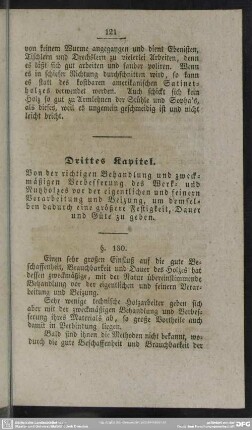 Drittes Kapitel. Von der richtigen Behandlung und zweckmäßigen Verbesserung des Werk- und Nutzholzes vor der eigentlichen und feinern Vorarbeitung und Beizung, [...]