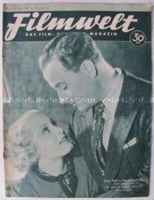 Fachzeitschrift für Film und Fotografie "Filmwelt" mit Szenenfotos aus verschiedenen UfA-Filmen