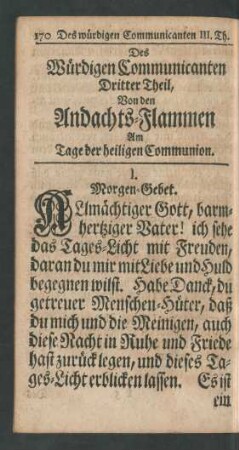 Des Würdigen Communicanten Dritter Theil, Von den Andachts-Flammen Am Tage der heiligen Communion
