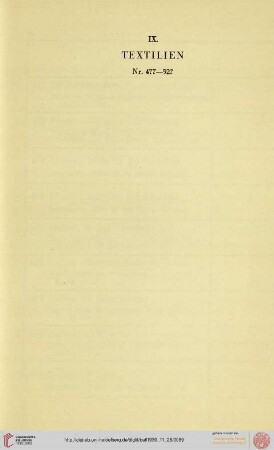 IX. Textilien (Nr. 477-527)