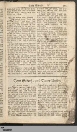Vom Gebeth, und Vater Unser.