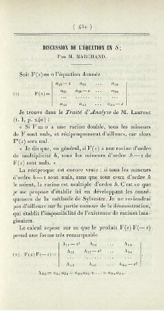 Discussion de l'équation en S.