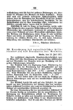 Anrechnung des vaterländischen Hilfsdienstes auf das Dienstalter der Beamten : [A. Behörden und Beamte]