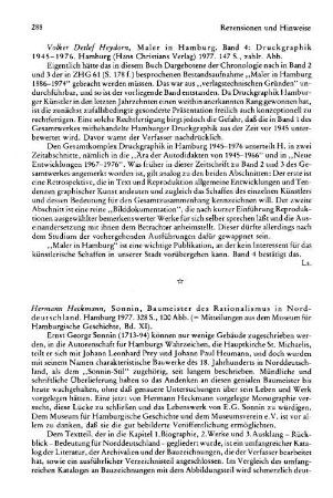 Heydorn, Volker Detlef :: Maler in Hamburg, Bd. 4: Druckgraphik 1945 - 1976 : Hamburg, Christians, 1977