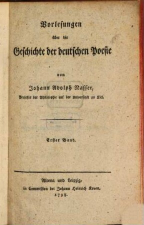 Vorlesungen über die Geschichte der deutschen Poesie, 1