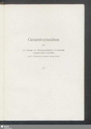 Gesamtverzeichnis, nach Namen der Künstler geordnet