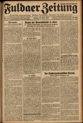 Ausgabe vom Freitag, den 29. September 1933.