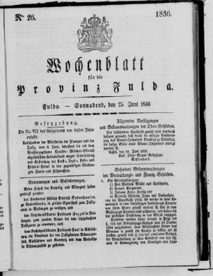 Nr. 26, Ausgabe vom 25. Juni 1836