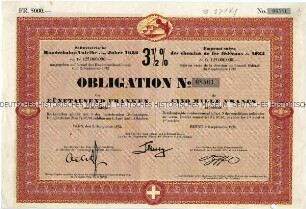 Obligation der 3 1/2 % Schweizerischen Bundesbahnanleihe über 5.000 Schweizer Franken