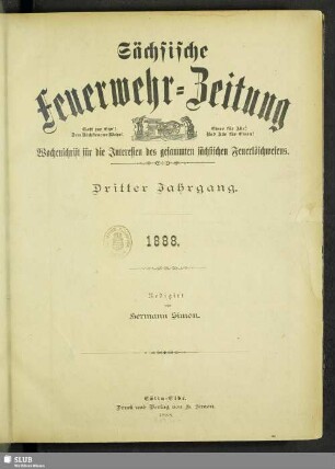 3.1888: Sächsische Feuerwehr-Zeitung : Verbandsorgan des Landesverbandes Sächs. Feuerwehren