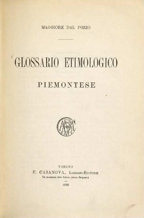Glossario etimologico piemontese
