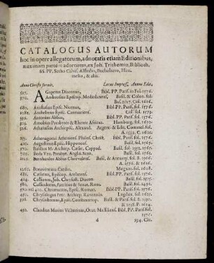 Catalogus Autorum, hoc in opere allegatorum, [...]
