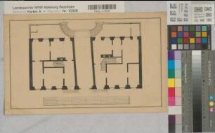 Brünninghausen (Dortmund) Schloß Herrenhaus Grundriß, Erdgeschoß Anf. 19.Jh. 60 (Fuß) = 21,15 cm 22 x 37 Zeichnung Romberg