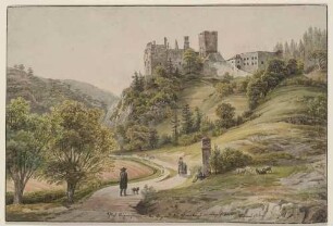 Burg Stixenstein (alt: Stuchse, Stüchse, Stuchsenstein) über dem Sierningtal in der Nähe des Schneebergs, in Niederösterreich, durch Brände zerstört, ab 1832 teilweise wieder aufgebaut