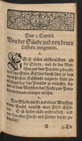 Das 1. Capitel. Von der Sünde und von denen Lastern insgemein