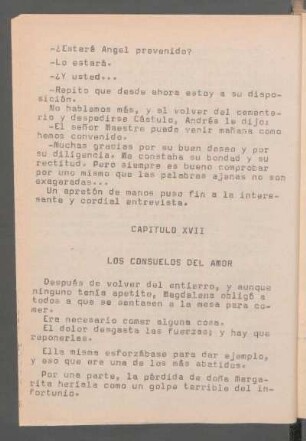 Capítulo XVII - Los consuelos del amor